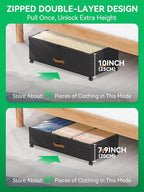 Under Bed Storage with Wheels, 2-Pack 72L XXXL Scalable Under Bed Storage Containers with Transparent Lids, Underbed Storage Organizer Rolling Bins for Shoes Clothes Sheet - Expandable Max