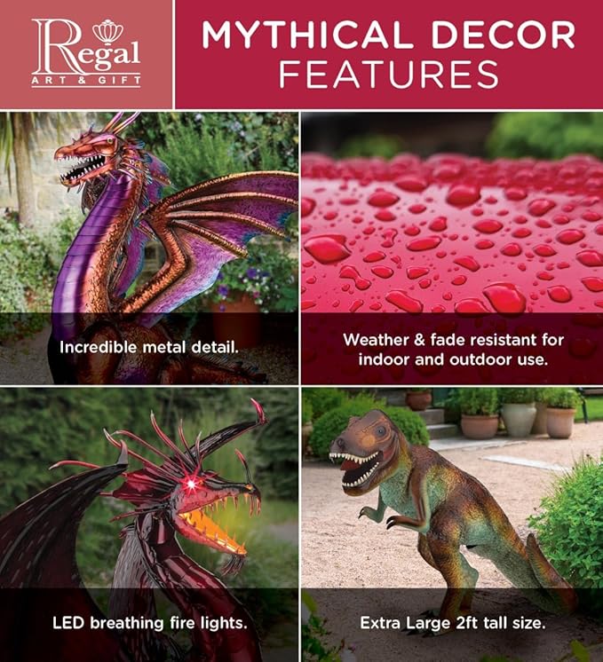 Regal Art & Gift Flying Bird Hanging Metal Mobile - Decorative Outdoor Wind Motion Sculpture for Patio, Porch & Garden Décor - Pterodactylus