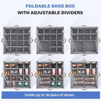 Dayacoco 1 Pack Shoe Organizer for Closet, Fits Up to 16 Pairs, Foldable Shoe Storage Organizer, shoe containers with Clear Cover, Large Shoe Boxes Boot Storage, Adjustable Dividers