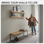 Homeforia 60 inch Natural Floating Shelf, High End Solid Real Wood 60inch Small Floating Shelves for Wall Mounted, Natural Wooden Floating Shelves, Heavy Duty Bracket, 60 X 6.5 X 1.75 in, Set of 3