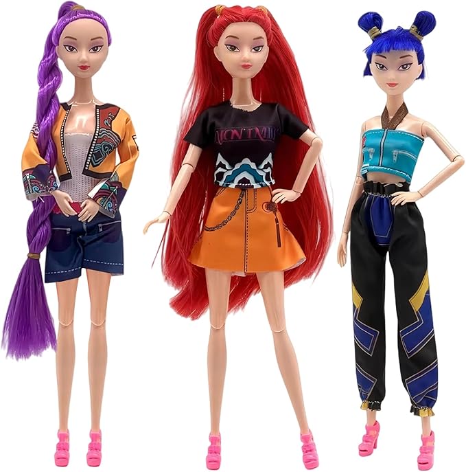 2025 New Korean Idol Dolls Set with Trendy Outfits,Singer Doll Merch Christmas Decorations Gifts (Multicolor-3PCS)