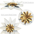 Metal Flower Wall Art Decor,10" Rustic Modern Antique Floral Sculpture, Distressed Iron Wall Hanging Home Decoration Accent Artworks for Indoor Kitchen Bedroom Living Office Outdoor Garden Patio