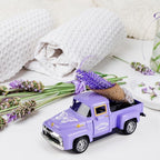 Lavender Truck Decor with Flowers, Purple Floral Pickup Truck with Butterfly, Rustic Farmhouse Tabletop Centerpiece, Spring Country Home Office Kitchen Tiered Tray Decor