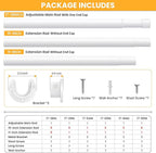 Closet Rods for Hanging Clothes, 17-69 Inch No-Cut Stepless Adjustable Closet Rod, 1.3 Inch Heavy Duty Metal Closet Hanging Rod with Brackets, White Closet Bar for Closet, Laundry Room, RV, Wardrobes