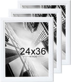 KTKDE 24x36 Poster Frame 3 Pack,Picture Frames Wooden White 36 by 24 in for Pictures and Art Prints, Exhibition, Caffe Large Frame for Photos, best gift