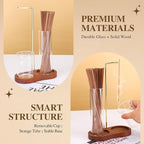 2 in 1 Incense Holder for Sticks with Glass Ash Catcher, Upside Down Anti-Ash Incense Stick Burner for Outdoor Patio, Modern Vertical Incense Holder for Home Decor, Spa, Meditation and Reddish Brown