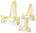 6 Pack 3 Size Iron Display Stand, Gold Easel Plate Display Photo Holder Stand, Displays Picture Frams, Decorative Plates, Tablets, Books and Artworks (4, 6, 8 Inch)