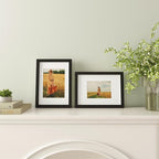 Egofine A4 Picture Frames Set of 4, Made of Solid Wood Covered by Plexiglass 5x7 and 6x8 with Mat or A4 whitout Mat, for Table Top Display and Wall Mounting Photo Frame Black