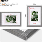 Egofine 8x12 Picture Frames Set of 4, Made of Solid Wood Covered by Plexiglass 5x7 and 6x8 with Mat or 8x12 without Mat, for Table Top Display and Wall Mounting Photo Frame Light Grey