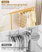Heavy Duty Clothes Rack, Metal Clothing Rack Load 450 LBS, Rolling Coat Racks for Hanging Clothes with Lockable Wheels, Wardrobe Closet Garment Racks for Bedroom, Gold