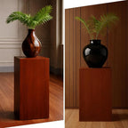 RattanView Wooden Cube Display Pedestal Stand, 15 x 15 x 24 Inch Sculpture Pedestal Stand, Display Riser Column Pillar Easy Assembly Required for Gallery Store Home Wedding Party Event Decor