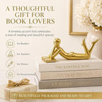 Gold Reading Statue Style B, Abstract Reader Figurine, Resin Book Decor for Bookshelf, Coffee Table, Desk Shelf Decor, Gift for Book Lovers