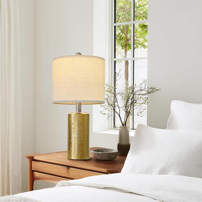 G-SAFAVA 20.5" Small Table Lamps for Living Room Lamp Set of 2 Ceramic Lamps for Bedroom Bedside Lamps Modern Boho Lamps for Night Stands Farmhouse Nightstand Lamp Side End Table Lamp, Gold