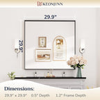 Keonjinn 30 x 30 Inch Black Bathroom Mirror for Over Sink Square Wall Mirror Matte Black Metal Framed Mirrors, Modern Farmhouse Rectangle Mirrors with Aluminum Alloy Frame(Horizontal/Vertical)