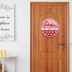 Happy Valentine's Day Welcome Door Sign 12”x12” Valentines Day Decorations Door Hanger Rustic Wooden Hanging Wall Plaque Sign Valentine Wreaths for Front Door Porch Farmhouse Housewarming