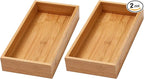 YBM HOME Bamboo Drawer Organizer Storage Box for Kitchen Drawer, Junk Drawer, Office, Bedroom, Children Room, Craft, Sewing, and Bathroom, 2 Pack 6x15x2 inch