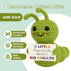 Mini Positive Progress Caterpillar – Motivational Crochet Doll for Kids Teens Adults, Small Encouragement Gifts for Students, Back to School Study Desk Decor, Uplifting Plush Reminder