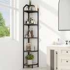 5 Tier Corner Wall Shelf Stand, 66" Metal Corner Shelves Bookshelf Display Shelf for Living Room Decor, Tall Plant Stand Multi Unit Organizer, Standing Shelf for Bedroom,Bathroom,Small Space (Black)