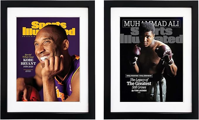 Goldfinch 2 Packs Sports Magazine Frames Displays Magazines Measuring 8 x 10.5 inches with White Core Matting,Suitable for 1994-Current Collector's Edition Sports Magazines with Installed Hangers