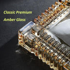 Handmade Glass Ashtray, Ashtray Ash Holder for Indoor or Outdoor Patio Desktop Office Smokers, Ash Tray for Tabletop Home Office Decor (Amber, XL)