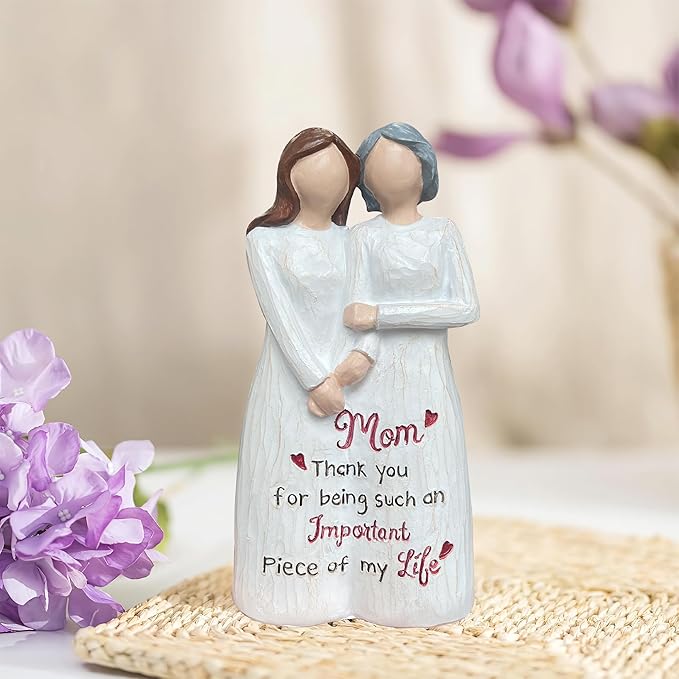 Mom Gift, Mom and Daughter Figurine, Gifts for Moms from Daughter for Mother Day, Anniversary, Birthday, Christmas, Sculpted Hand-Painted Statue