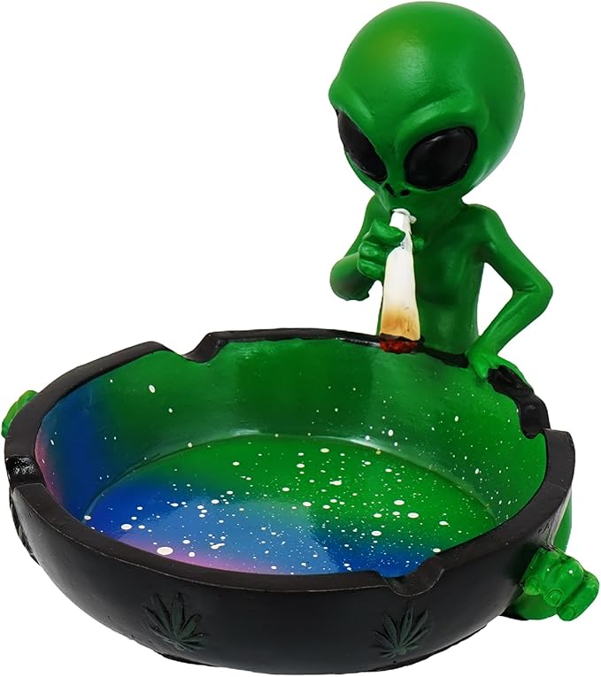 Fantasy Gifts, Ornament, Alien Smoking Ashtray, Home Décor, Multicolor, 4 inches