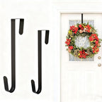 10 Inch Wreath Hanger, Metal Over The Door Hooks for Christmas Decoration, Black