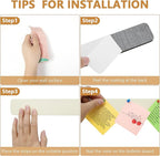 Felt Pin Board Bar Strips Bulletin Board for Bedrooms Offices Home Wall Decoration, Notice Board Self Adhesive Cork Board with 35 Push Pins for Paste Notes, Photos, Schedules (Cream)
