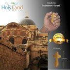 Holy Land Market Olive Wood Crosses - 25 Small 2.5" Pocket Palm Crucifix | Handmade Jerusalem Crosses with Certificates & Lord Prayer Card | Meditation & Prayer Crosses Holy Land Olive Wood Cross x25