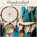AWLEE Dream Catchers Tree of Life with Handmade Feather Blue Dreamcatcher for Kids Boys Bedroom Wall Hanging Decor Nursery Wall Art Ornament Craft Decoration