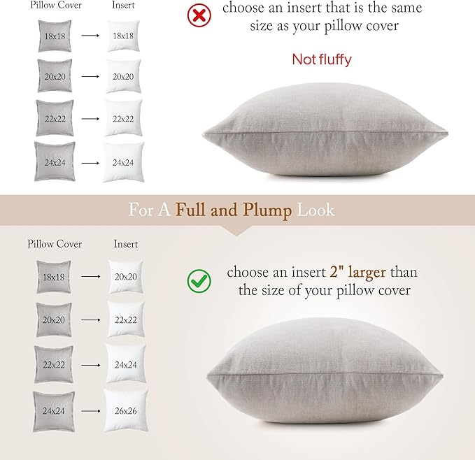 puredown® Feather Down Throw Pillow Inserts 22 x 22 (Pack of 2, White), Big Throw Pillows for Floor, Couch, Bed, Machine Washable