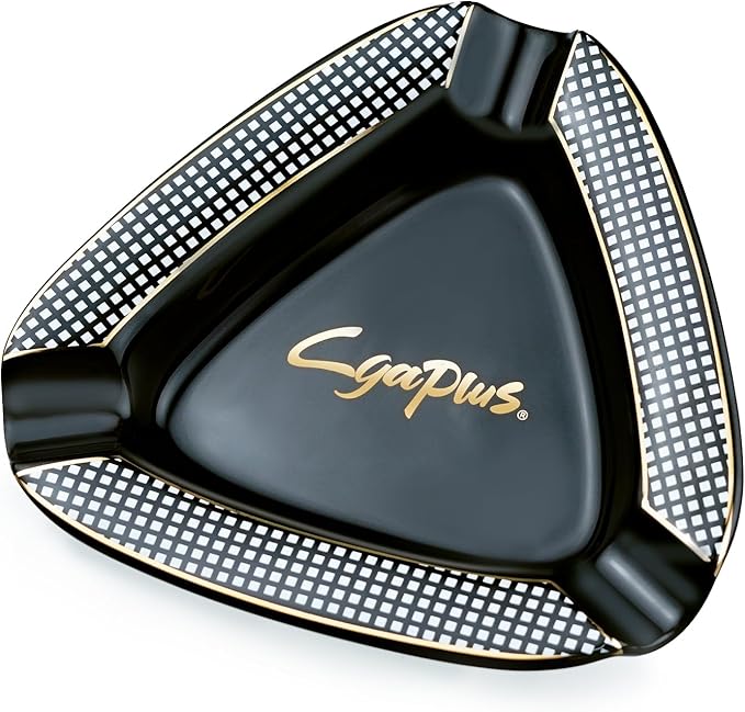 Cigar Ashtray Triangle- Large Rest Outdoor Cigars Ash tray for Patio/Outside/Indoor Ashtray (Black)
