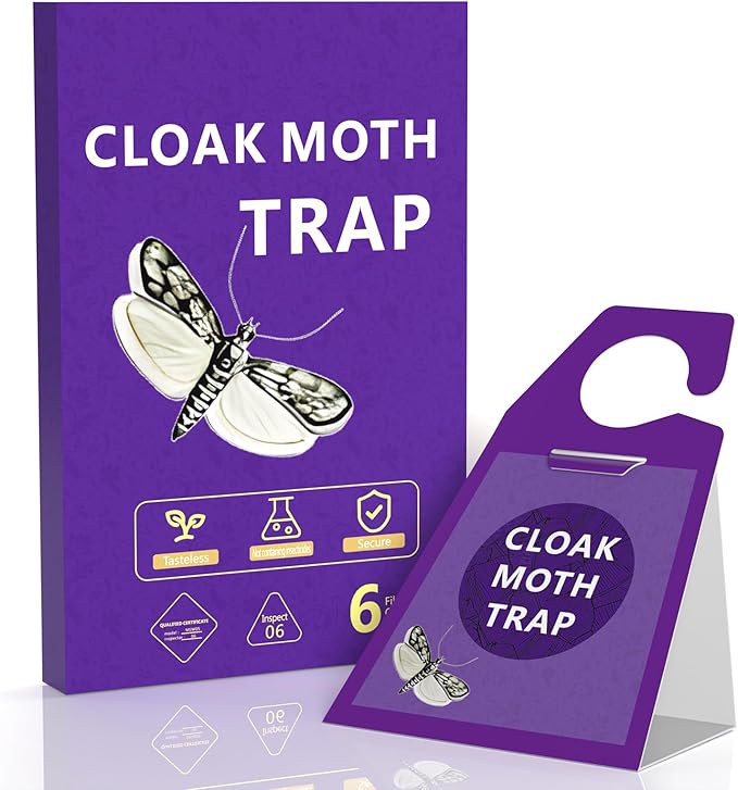 Moth Traps, Clothes Moth Killer with Sticky Glue Pheromone, No Toxic Odorless Organic Meal Moths Trap,Sticky Trap Based Repellent for Closets Carpet Kitchen Garden Barn,6 Packs
