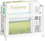 White Magazine Holder, Magazine File Holder, Magazine Rack Floor Magazine Basket, Magazine Stand for Letters, Magazines, Books, Newspapers, Folder Organizer Bin for Books