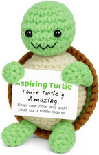 DAFURIET Positive Crochet Turtle Gifts for Women: Handmade Funny Crochet Animal Gifts for Birthdays, Valentine's Day, New Year, Thanksgiving, and Easter – Cheering Up Men, Friends and Coworkers