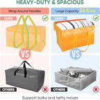BALEINE 8-Pack Oversized Moving Bags with Reinforced Handles, Heavy-Duty Storage Tote for Clothes, Moving Supplies (Light Yellow, 8-Pack)