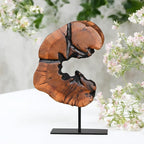 WELLAND Rustic Date Tree Sculpture, Wood Tabletop Sculpture Collectible Decoration for Home Office Decor