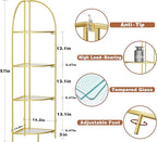 Crofy Foldable 4 Tier Corner Shelf, Metal Corner Plant Stand with Gold Frame and Transparent Shelves, Corner Display Rack Multipurpose Shelving Unit for Living Room, Bedroom, Bathroom