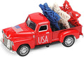 4th of July Truck Decorations - Farmhouse Metal Truck Car Decor with Stars Decorations, Patriotic Centerpieces for Tables - Lndependence Day Memorial Day Red White and Blue Tiered Tray Decor