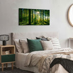 Forest Canvas Wall Art Green Mountain Wall Decor Tree Forest Landscape Prints Pictures Nature Woodland Sunrise Scenery Posters Paintings Modern Artwork for Living Room Bedroom Home Decorations 24x48”