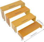 ELEGANTLIFE Acrylic Display Risers Set of 4, 4-Level Tiered Display Stands for Cupcakes, Small Figures & Jewelry, Compact Countertop Display Shelf, Multiple Colors Available (Gold)