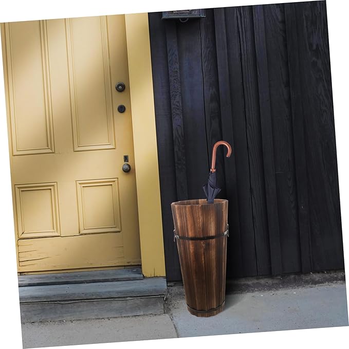 VALICLUD Capacity Wood Umbrella Holder Stand for Entryway Sturdy Wear Resistant Rack with Compact Design for Organizing Umbrellas and Walking Hall
