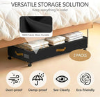 Under Bed Storage with Wheels 2-Pack, 75L XXL Under the Bed Storage Containers Large, 12" Tall Adjustable Storage for Underbed with Lids, Rolling for Clothes, Shoes, Blankets (Black)