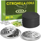 FIRIK Citronella Coils Outdoor, 20 PCS Citronella Incense Coil with 2 Incense Burner and 2 Coil Holders, Natural Lemongrass Coils for Patio Camping Farms Courtyards Backyard Garden BBQ Indoor, Black
