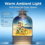 Nautical Theme Snow Globe Lantern with Music - USB or Battery Powered Light Up Water Lantern with Seagull - Swirling Glitter Water Globe for Summer Costal Ocean Decor - Gift for Ocean Lover (Seagull)