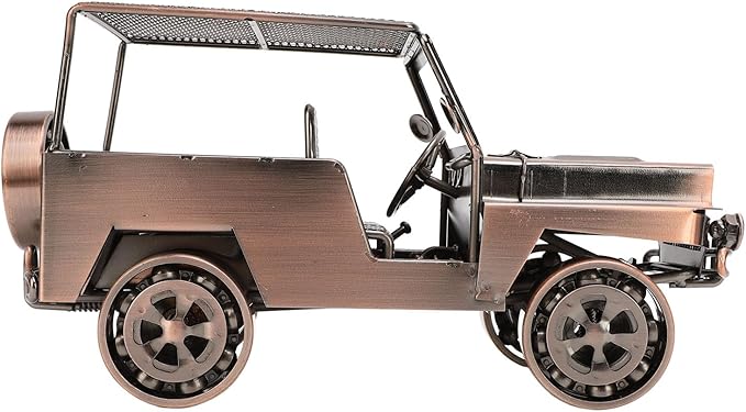 Alomejor Handcrafted Iron Car Figurine, Antique Vintage Metal Vehicle Model Home Decor with Exquisite Metal Craftsmanship, for Living Room TV Cabinet Wine Cooler Display (Red Bronze)