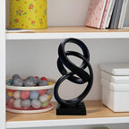 10" Modern Abstract Ribbon Decorative Sculpture, Knot Sculptures,Home Decor,Coffee Table Statues,Dining Living Room Desk Decor（Black）