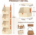 4-Tier Hanging Closet Organizer and Storage with Detachable Bins, Fabric Hanging Shelves for Closet, Dorm, Rv, Space-Saving Collapsible Basket for Handbags, Clothes (47” H)