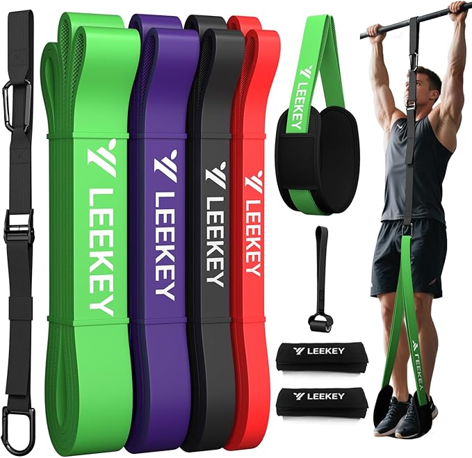 LEEKEY Resistance Bands, Exercise Bands with Handles,Pull Up Assist Bands - Band Set with Door Anchor - Bands for Working Out,Band for Men and Women Fitness Training,Home Workouts