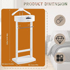 Wood Valet Stand with Drawers, White Men's Valet Stand with Sturdy Base, Suit Valet Stand, Load Capacity 50kg, for Entryway, Bedroom, Office, 17X13.5X42 in (White)
